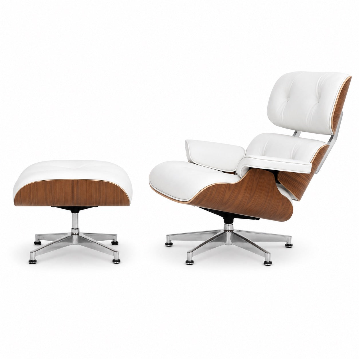 Weißer Eames Lounge Chair mit passendem Ottoman