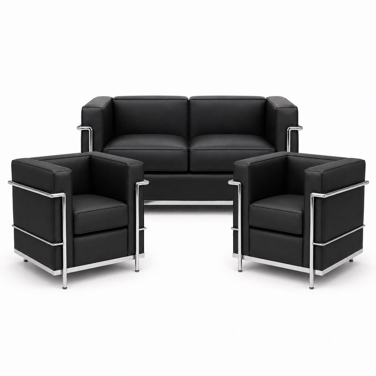 2× LC2 Sessel & LC2 2-Sitzer Sofa – Set