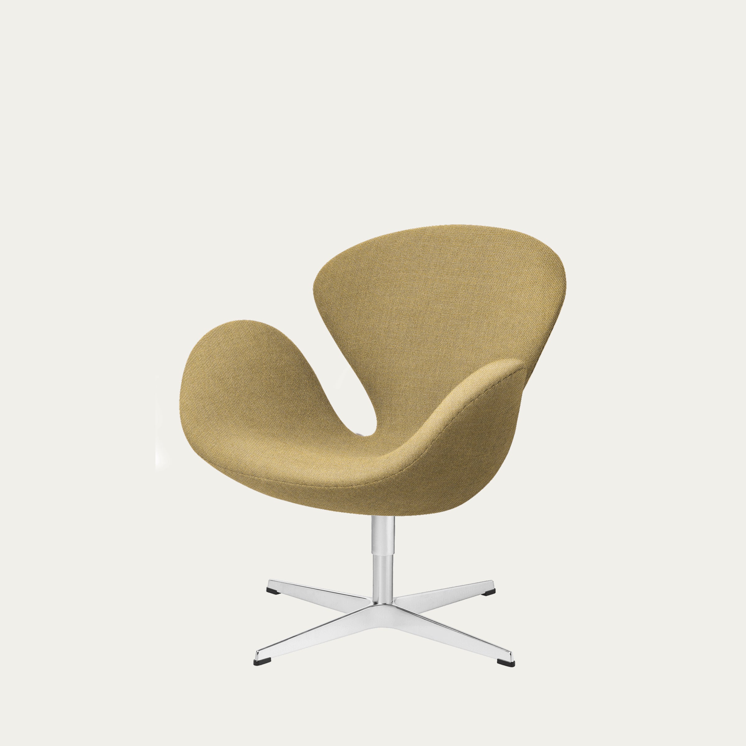 Swan Chair 1958 von Arne Jacobsen mit ockerfarbenem Stoffbezug und fließender Form