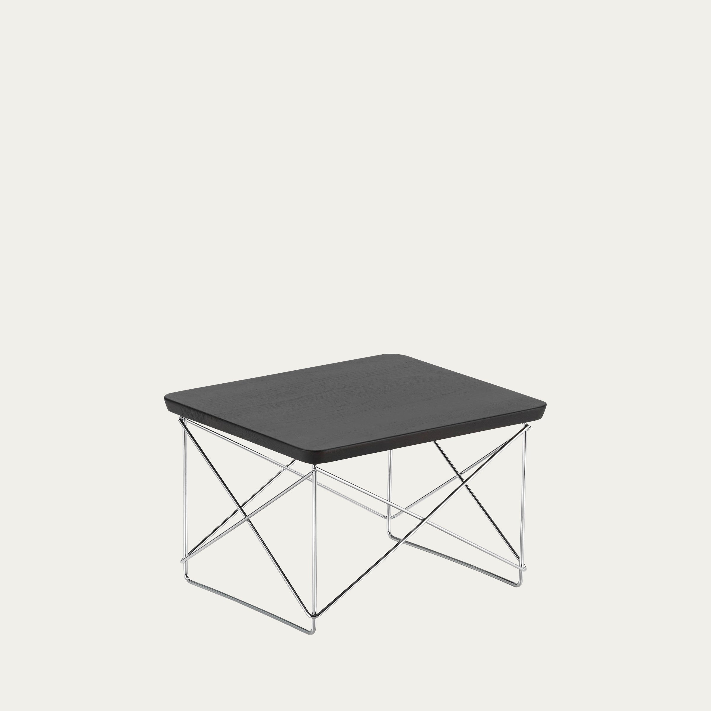 Schwarzer LTR Beistelltisch von Charles & Ray Eames mit quadratischer Tischplatte und verchromtem Drahtgestell