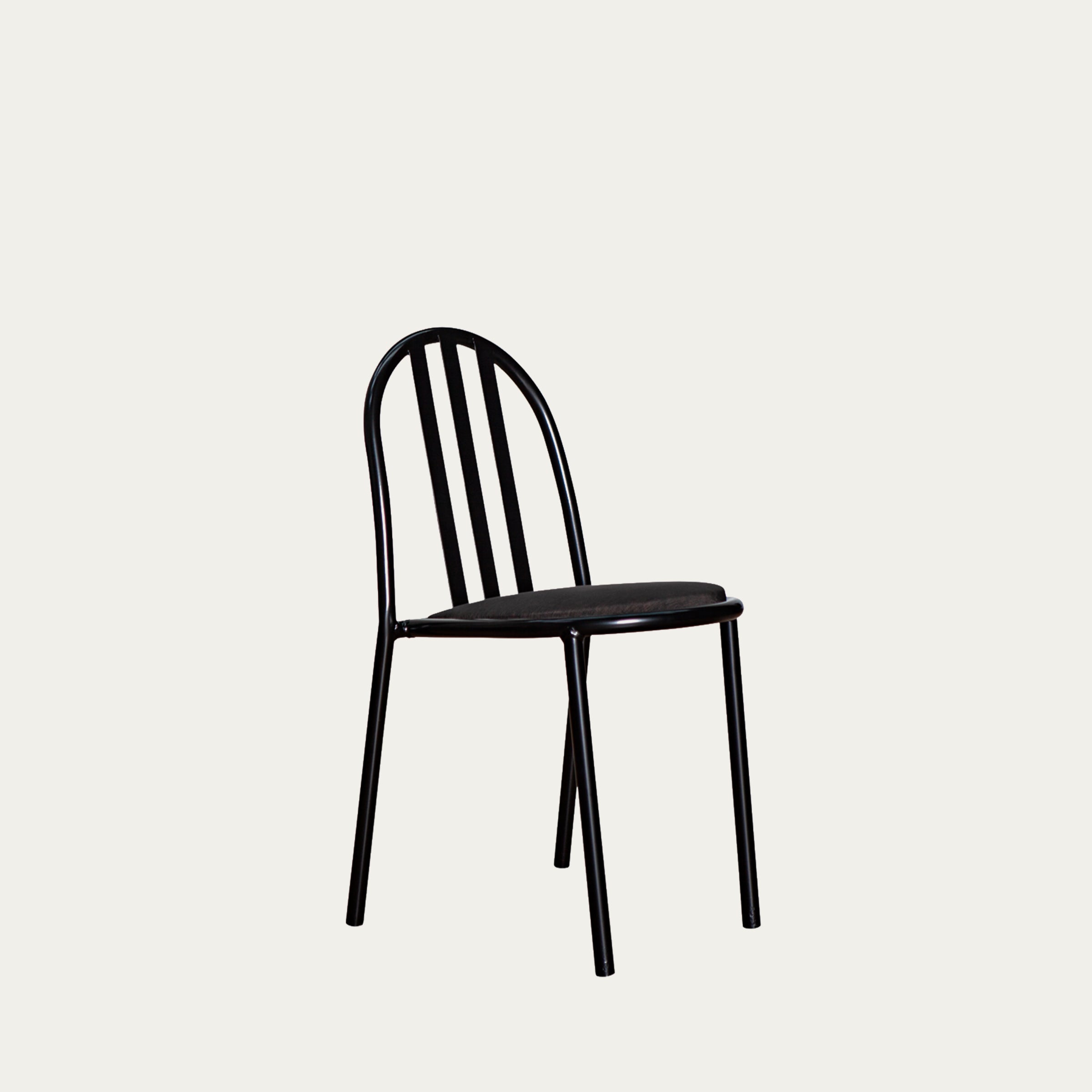 Seitenansicht des Model 222 Stuhls von Robert Mallet-Stevens in Schwarz, minimalistischer Stahlrohrstuhl von 1928