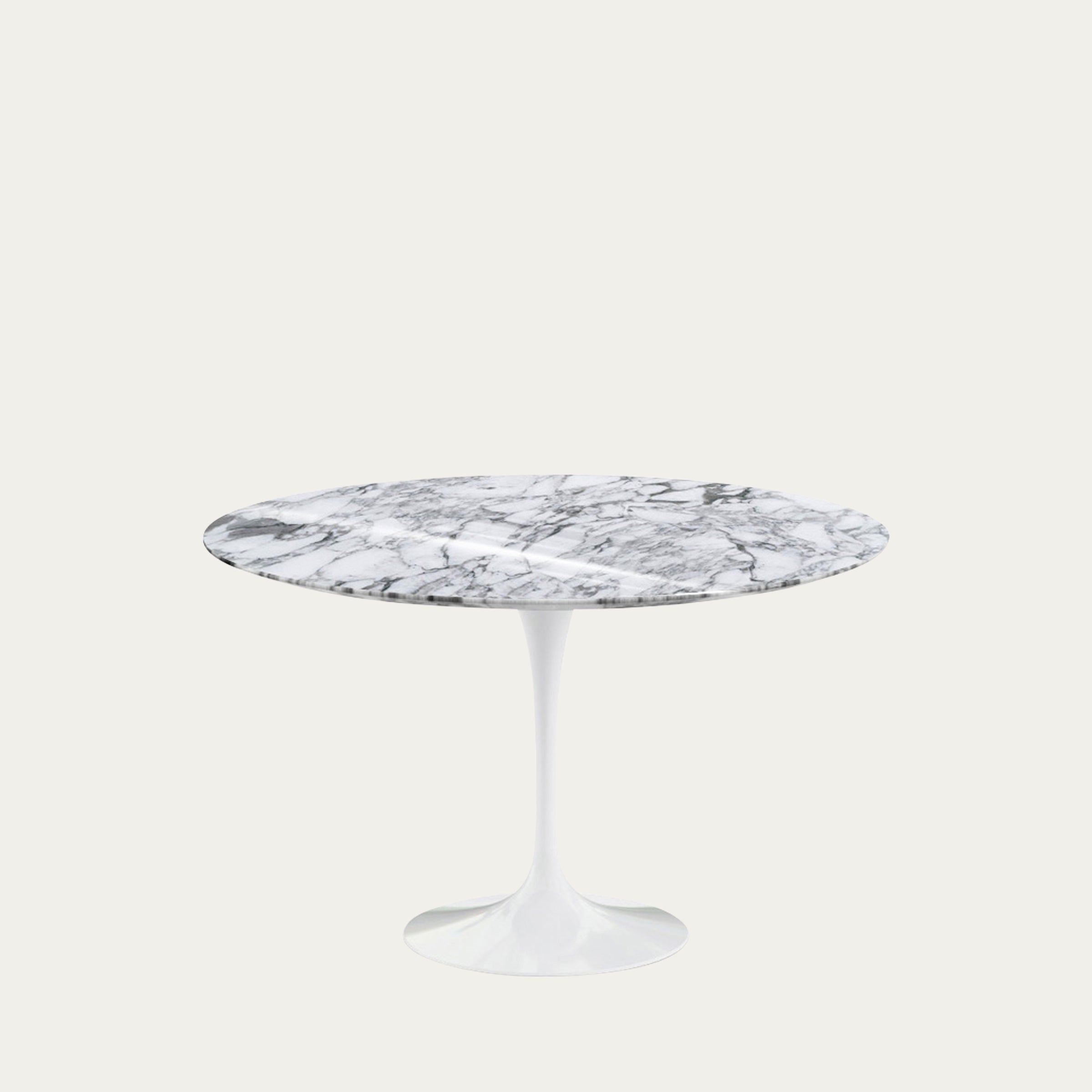 Runder Tulip Table von Eero Saarinen 1957 mit Carrara-Marmorplatte und weißem Fuß